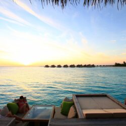 Ocean Water Villa Deck Sunset - Six Senses Laamu, Maldives